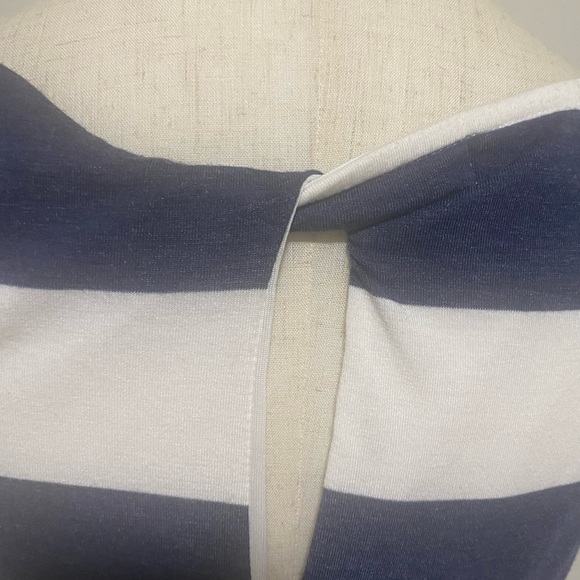 Anthropology THYME & HONEY NAVY BLUE & WHITE STRIPED MAXI LINED DRESS EUC SZ M - Picture 5 of 8